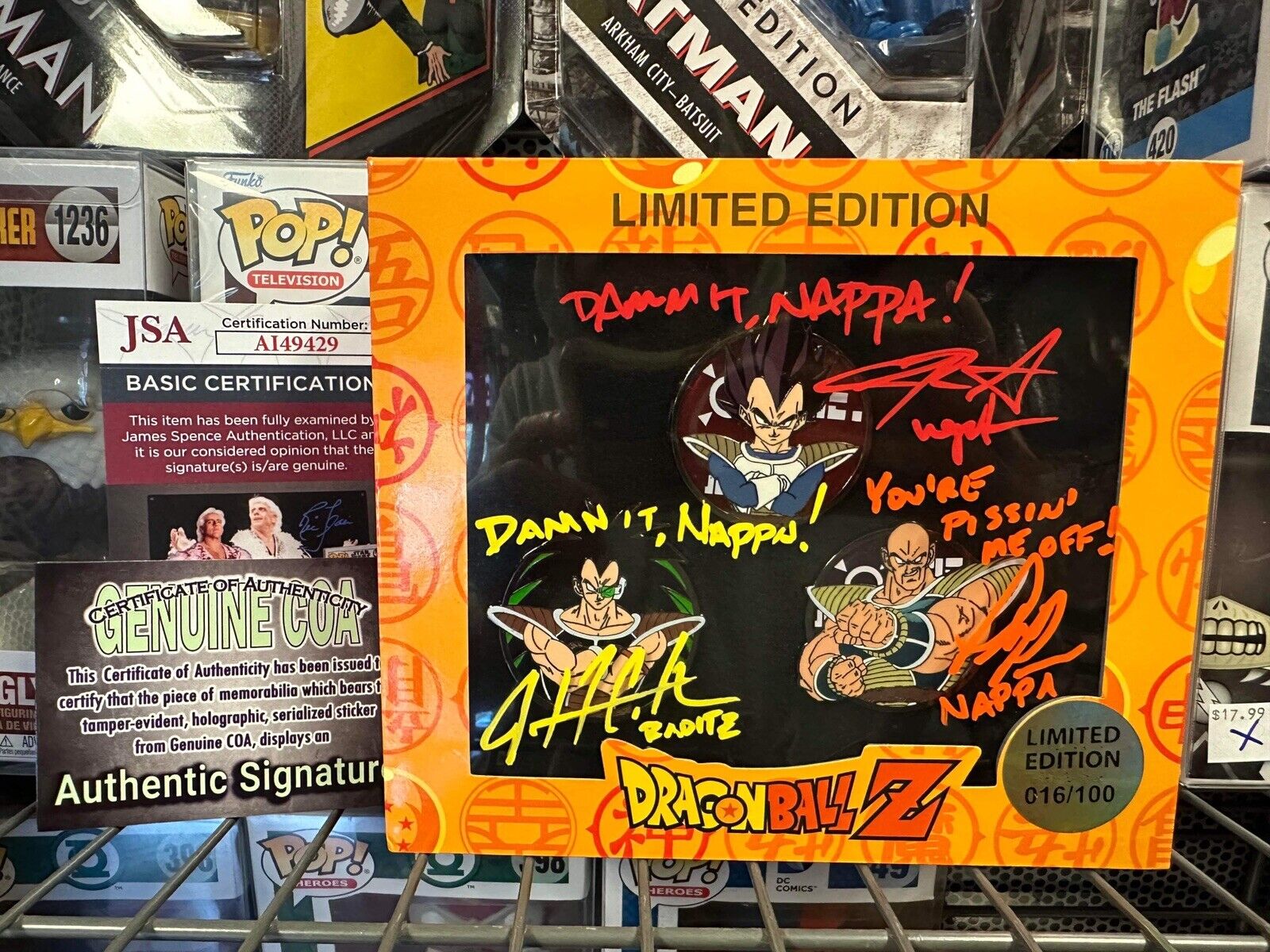 Dragon Ball Pin Set LTD 100 Rare limited 3X Signed JSA SABAT Rare
