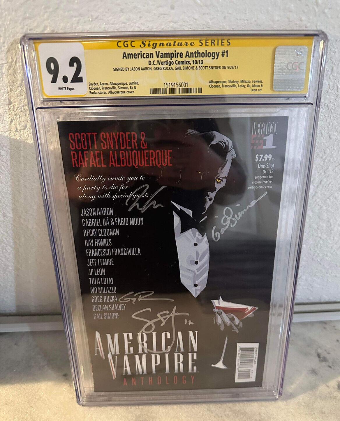 American Vampire Anthology #1 CGC 9.2 SS / Jason Aaron, Rucka, Simone, Snyder