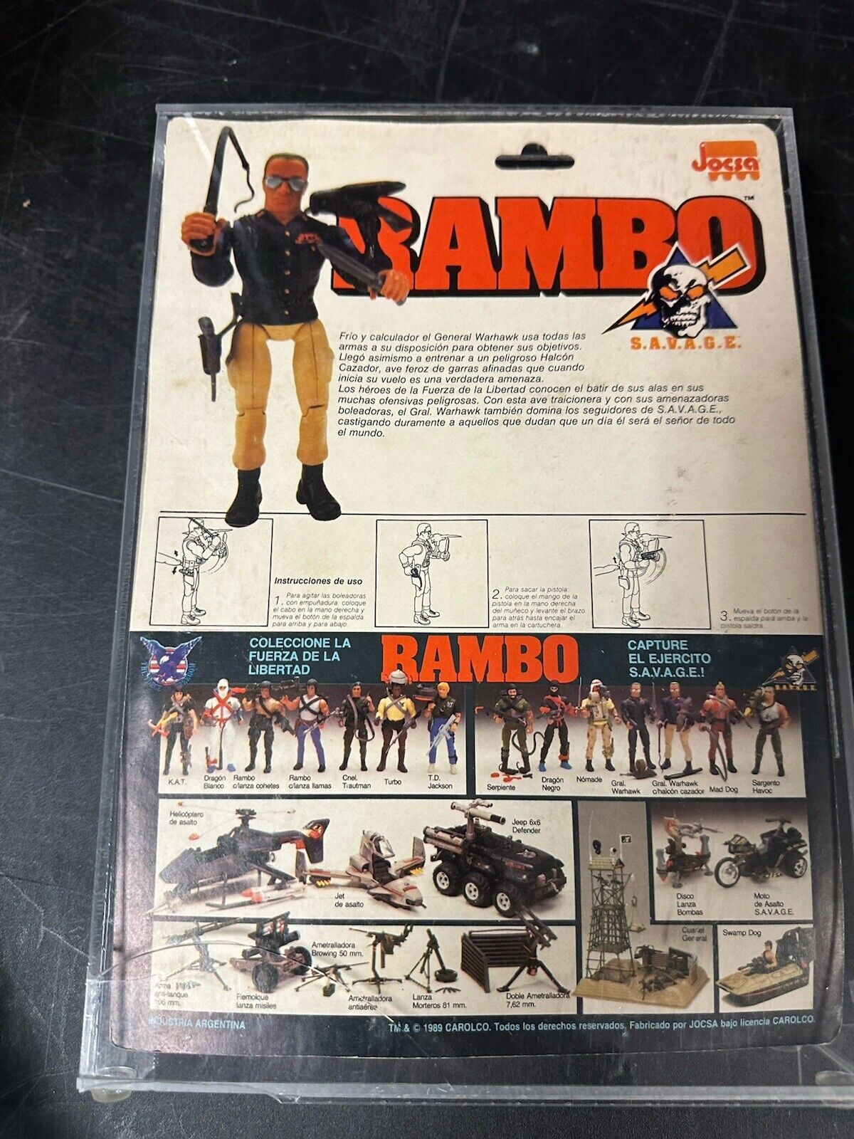 Rambo General Warhawk Josca Sealed With Acrylic Case Argentina RARE