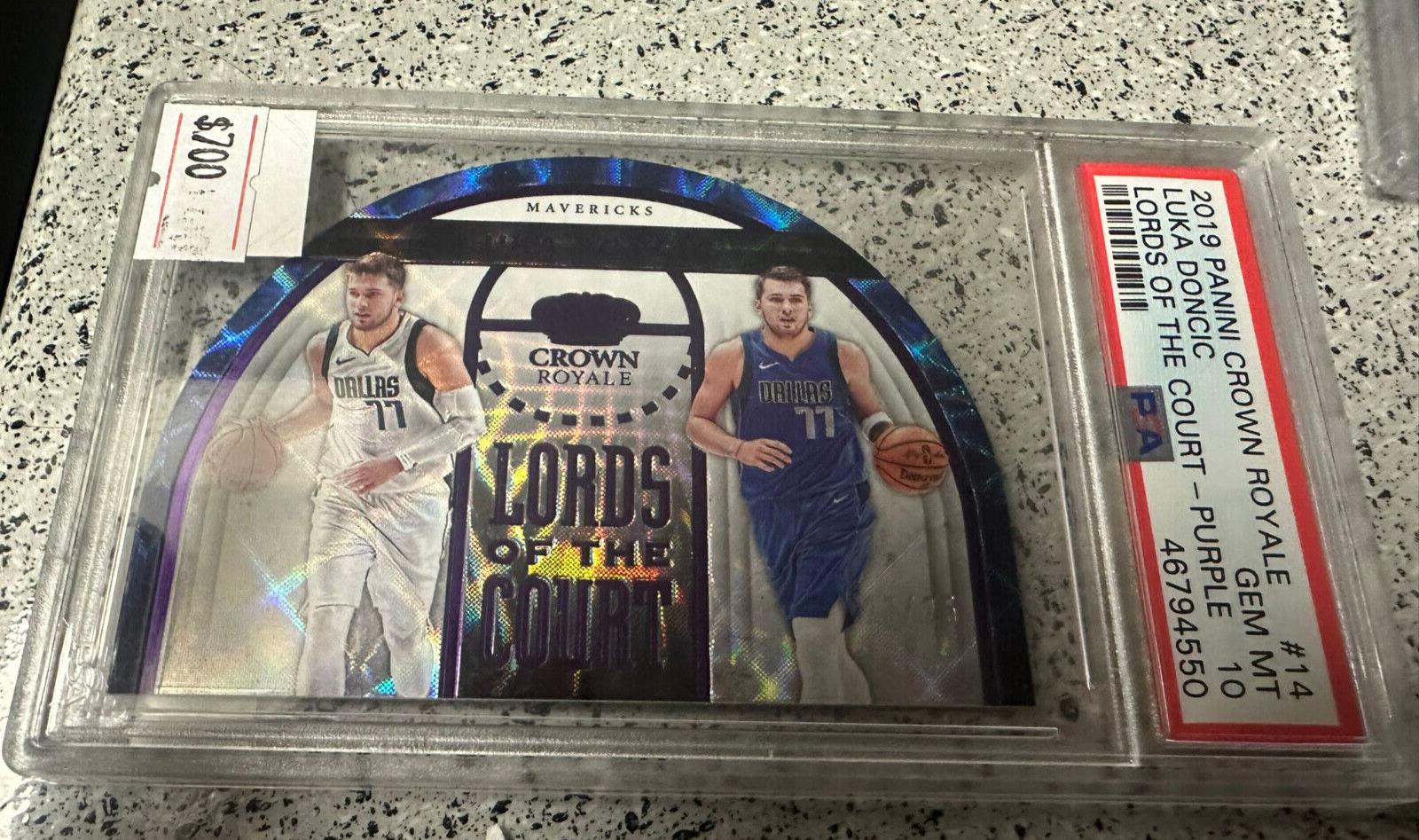 2019-20 Crown Royale Lords of the Court Purple #14 Luka Doncic Mavericks PSA 10