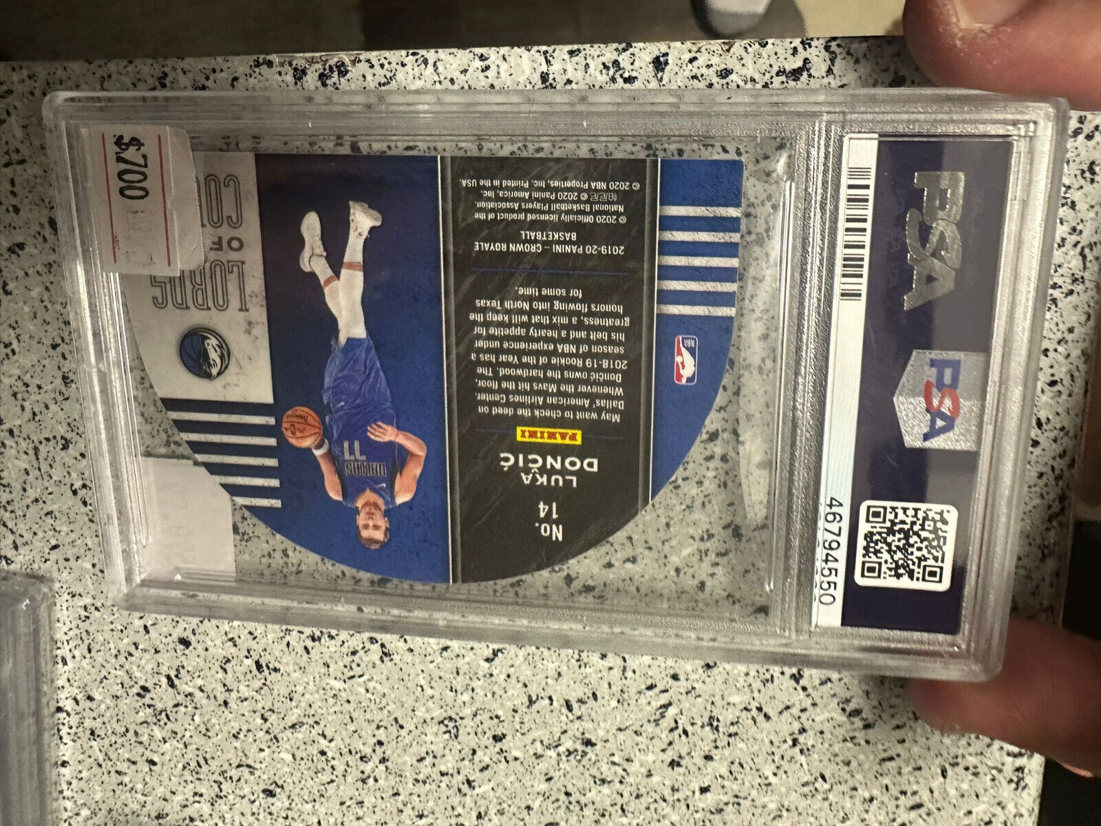 2019-20 Crown Royale Lords of the Court Purple #14 Luka Doncic Mavericks PSA 10