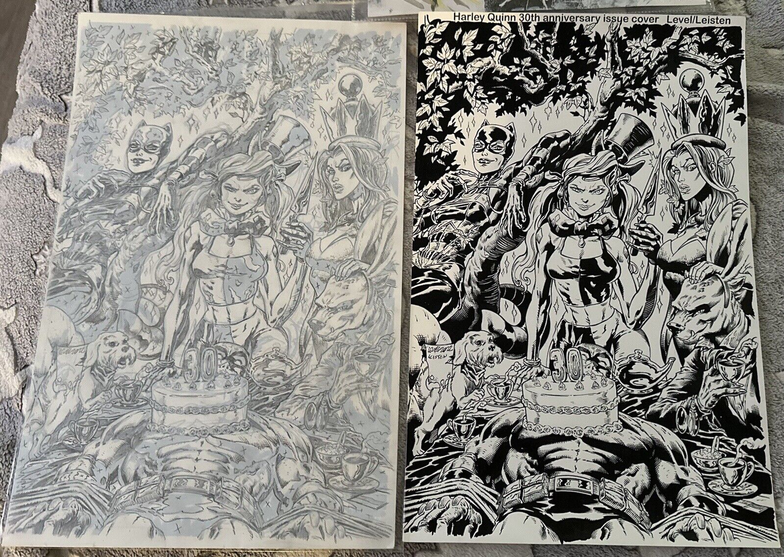 Original Comic Cover Art Harley Quinn 30th anniversary Level Leisten Pencil Ink