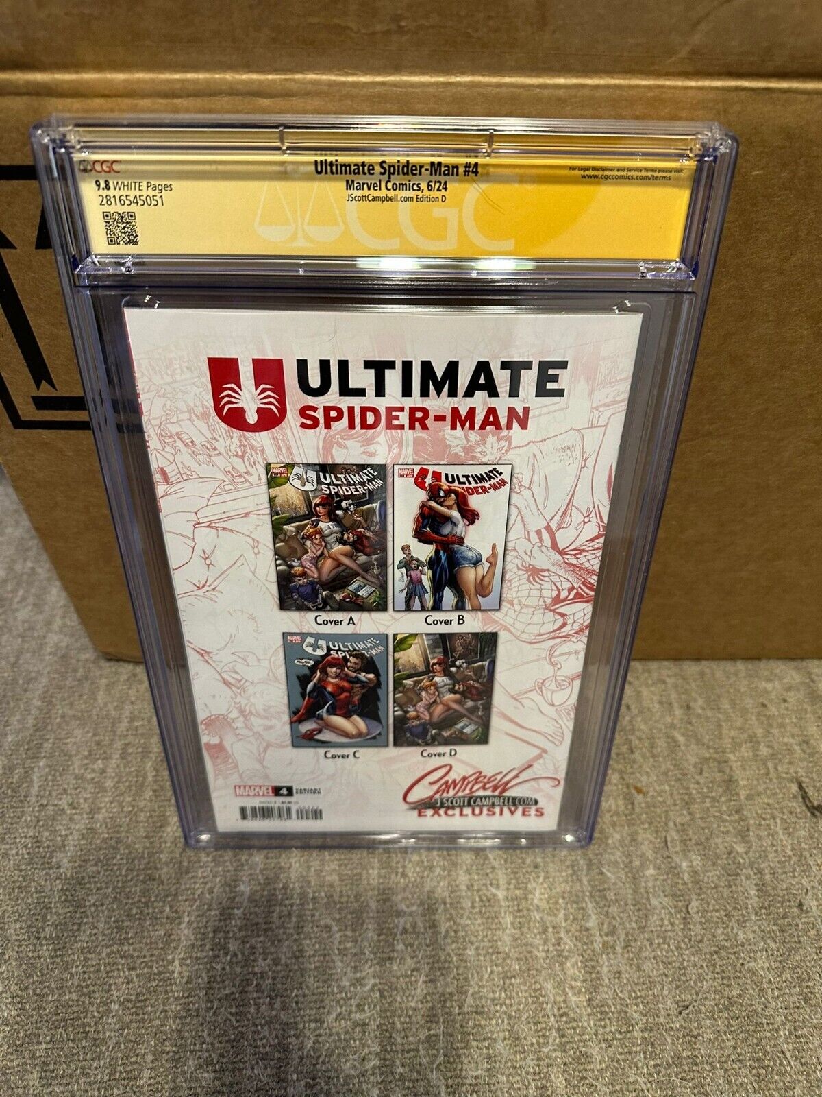 Ultimate Spider-Man #4 CGC 9.8 SDCC Virgin Signed By J Scott Campbell