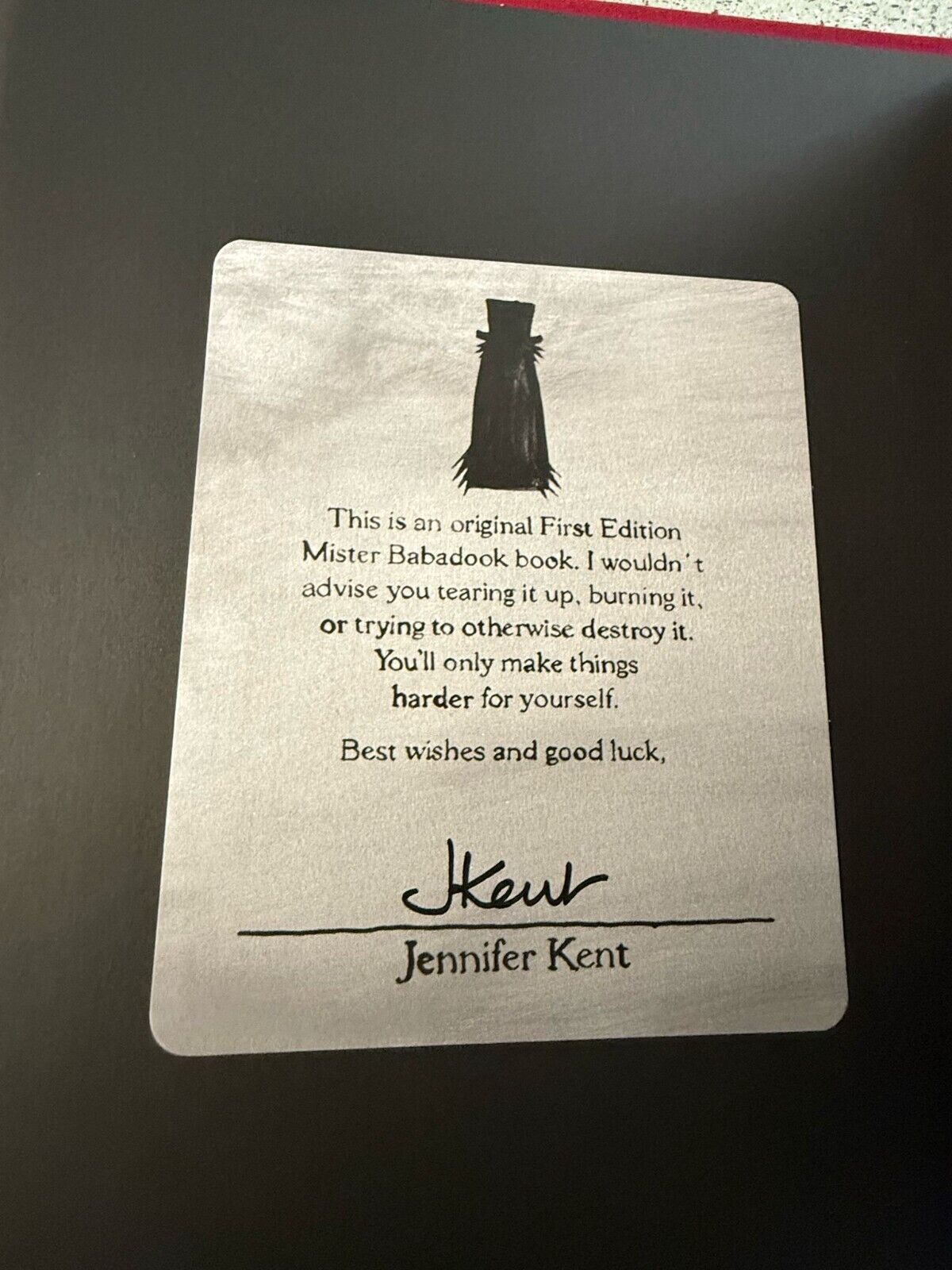 Babadook Book First Edition Rare Signed by by Jennifer Kent