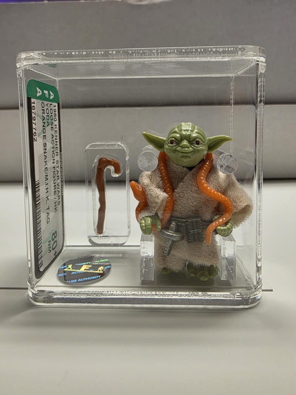 Vintage 1980 Star Wars Kenner AFA 80+ Yoda w/ Orange Snake Loose Figure HK Tag
