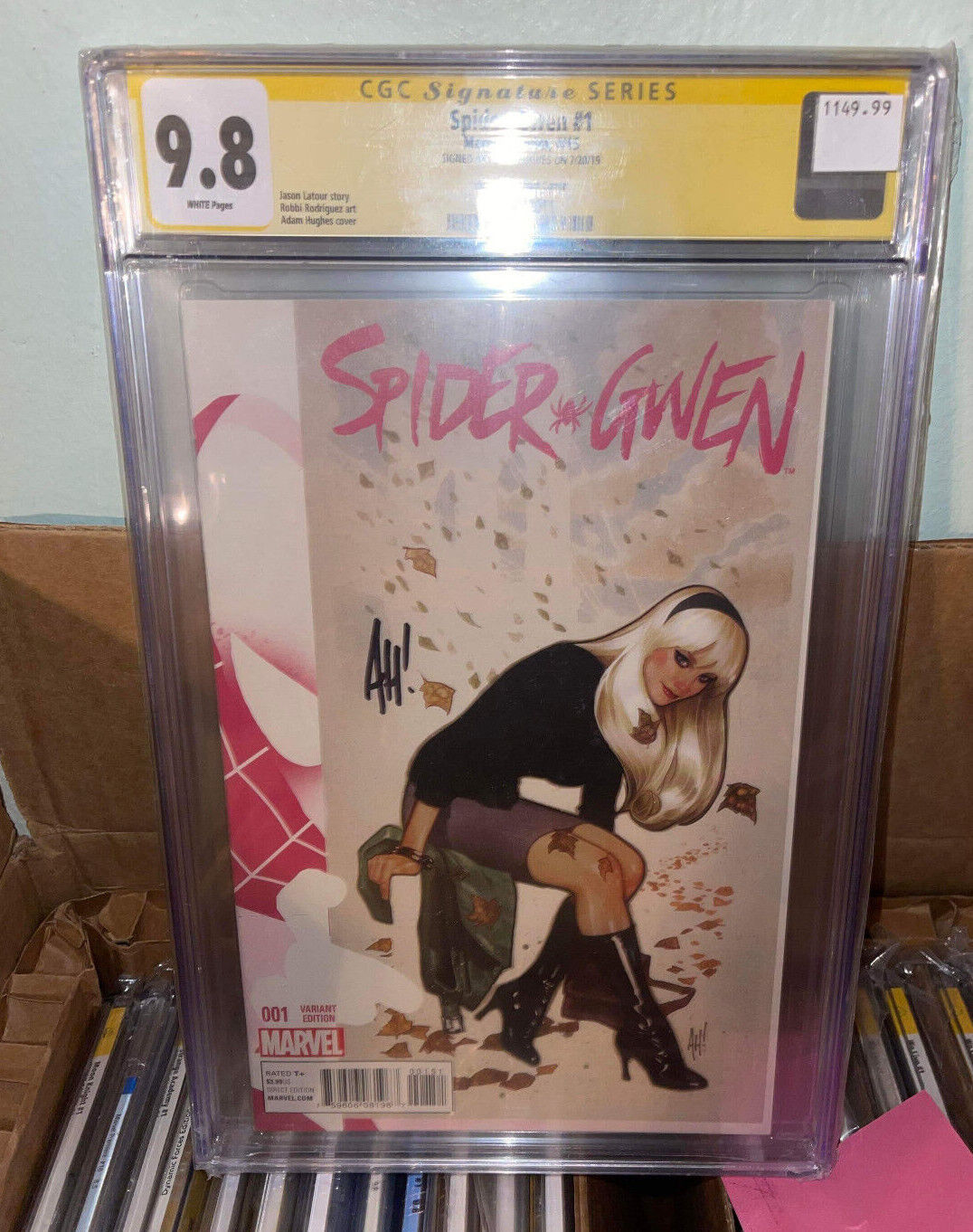 Spider-Gwen #1 - Marvel 2015 Signed Adam Hughes Variant - CGC 9.8 SS