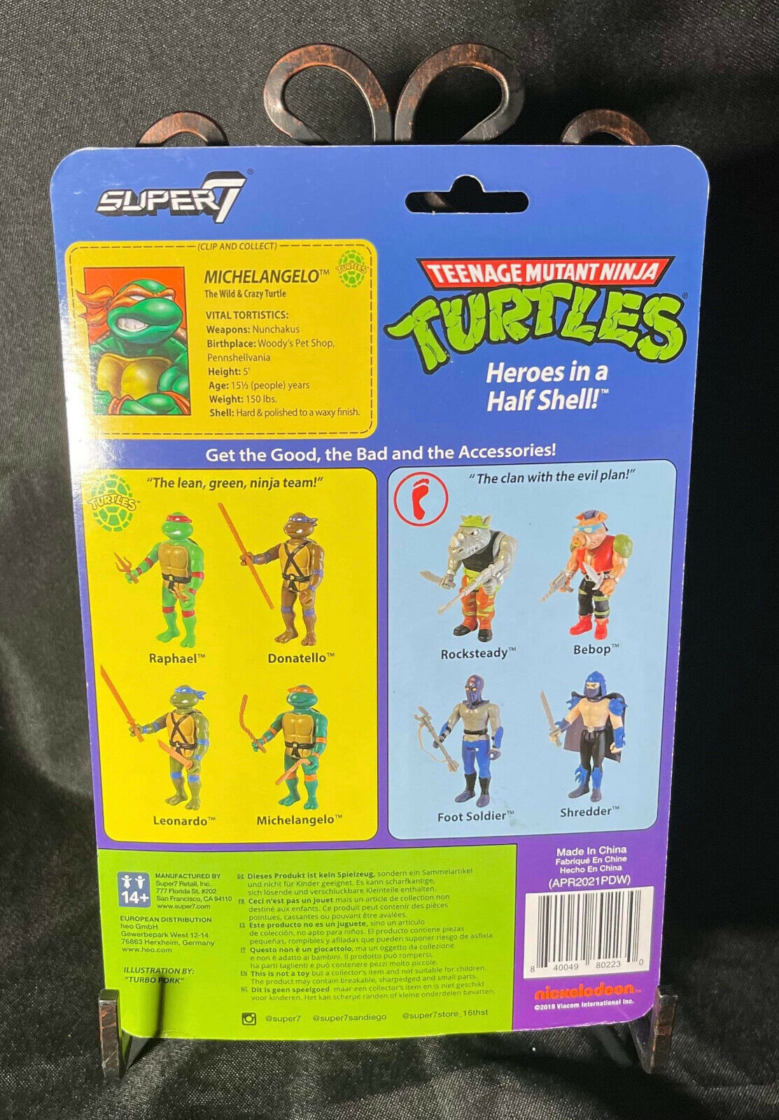 Super7 ReAction TMNT Teenage Mutant Ninja Turtles Michaelangelo Action Figure