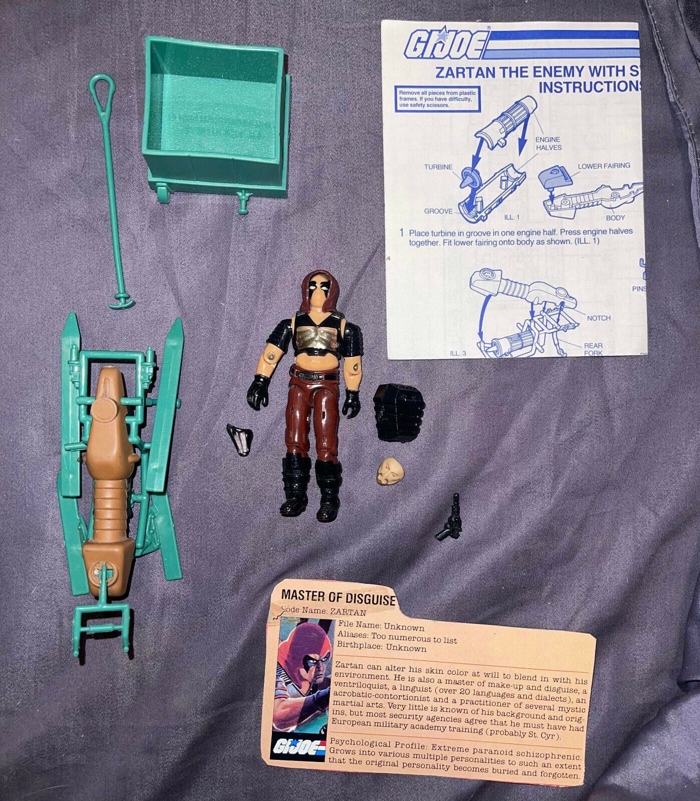 Zartan Chameleon Swamp Skier Near Complete GI Joe 1984 Hasbro Vintage