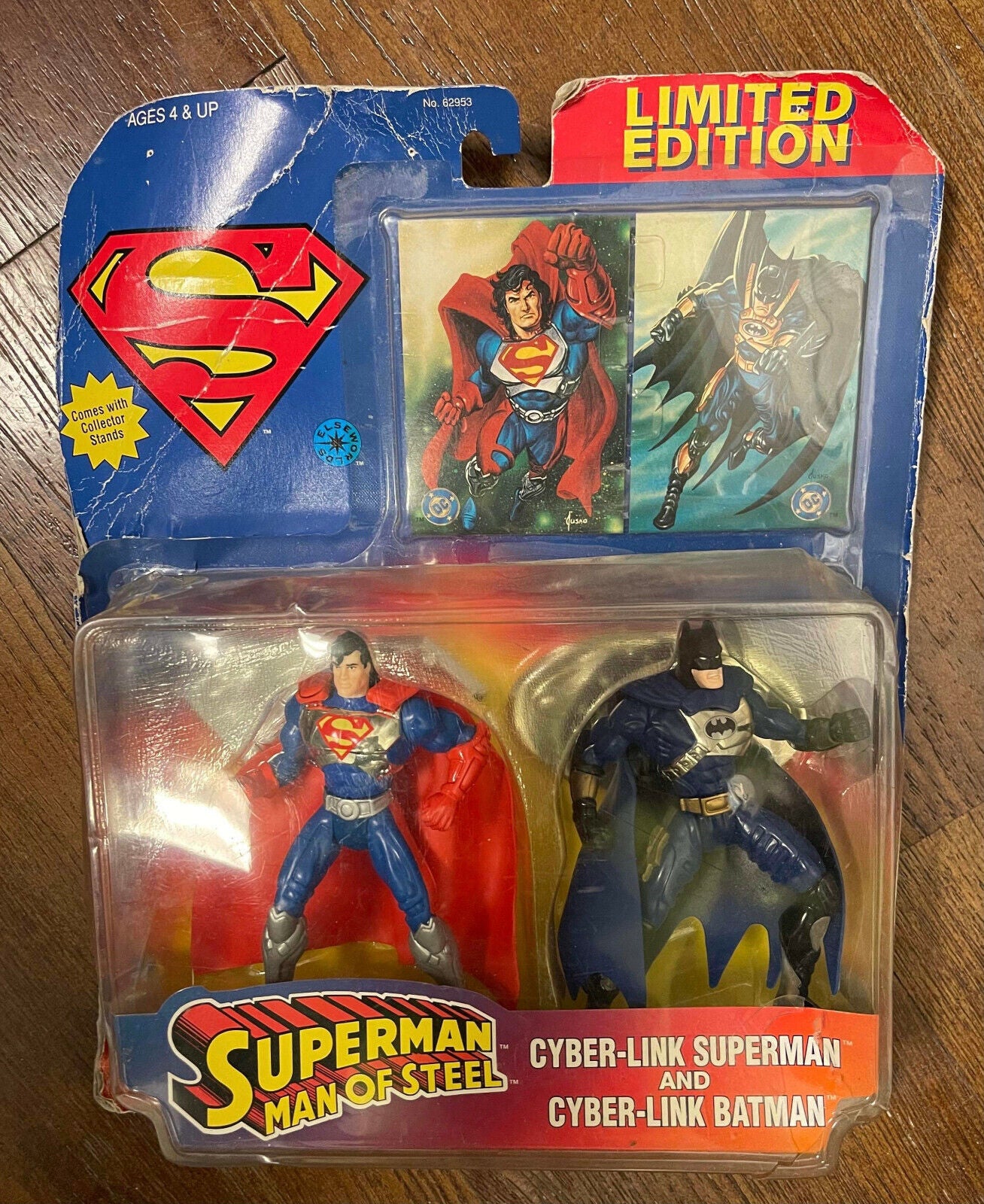 Superman Man of Steel Cyber-Link Superman and Batman Set of 2 with Comic 1995