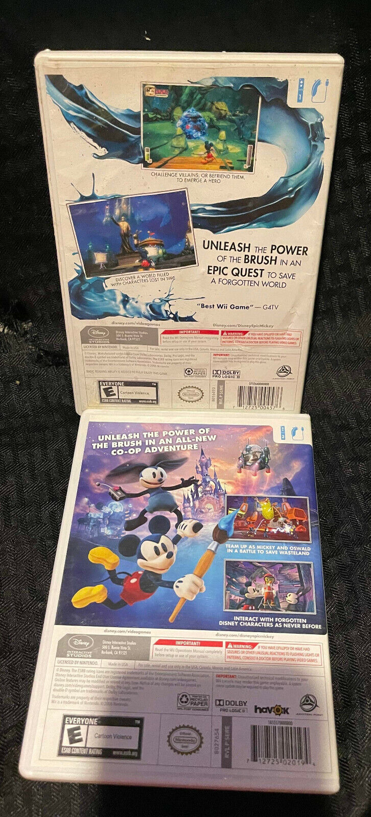 Disney Epic Mickey 1 & 2 Nintendo Wii Game Lot