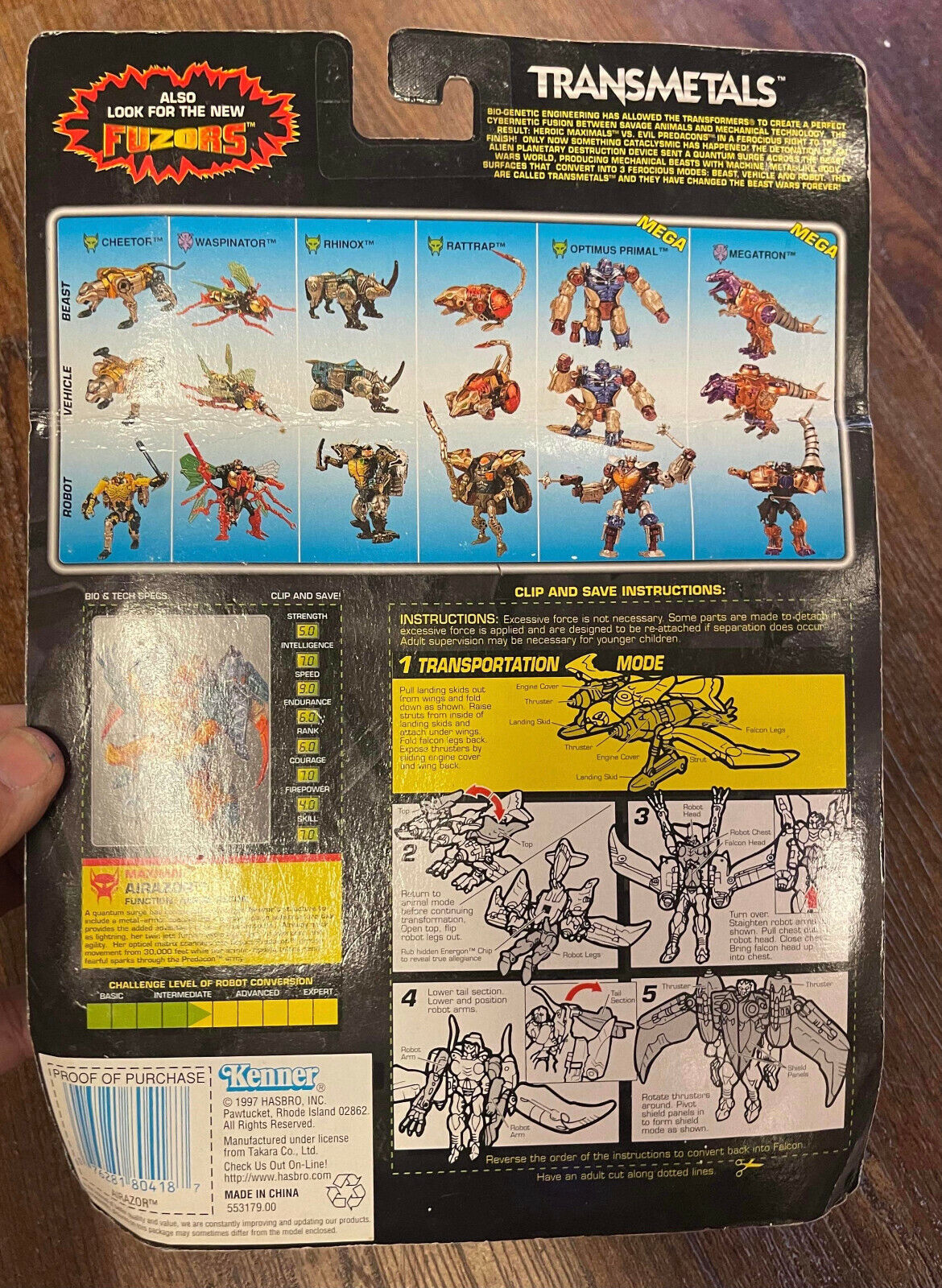 Vintage Transformers Beast Wars Deluxe Transmetals Airazor Figure