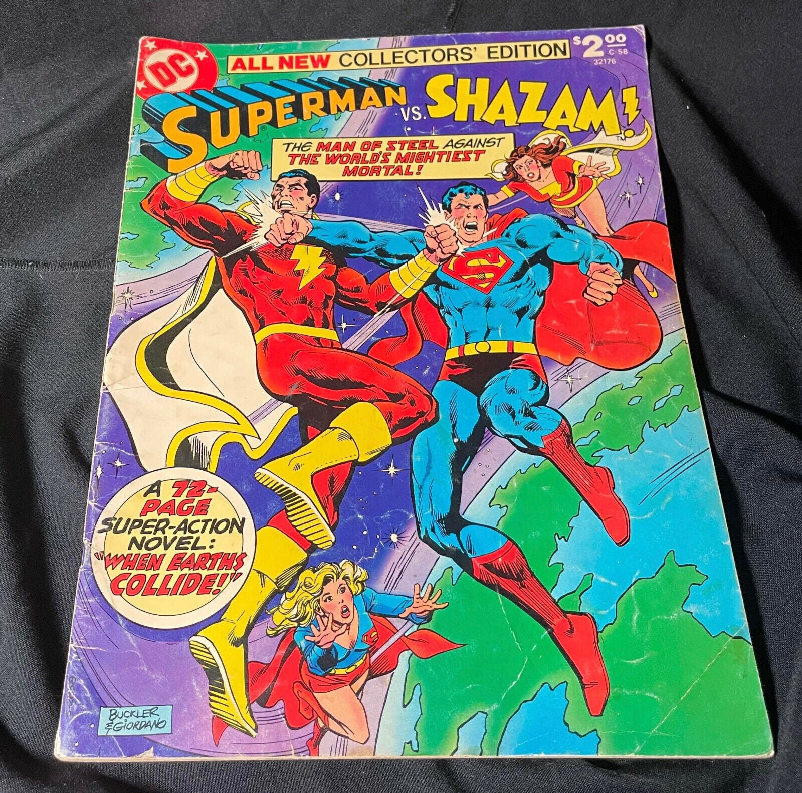 Superman vs Shazam!  Treasury C-58 2nd Black Adam! vs Supergirl! 1978