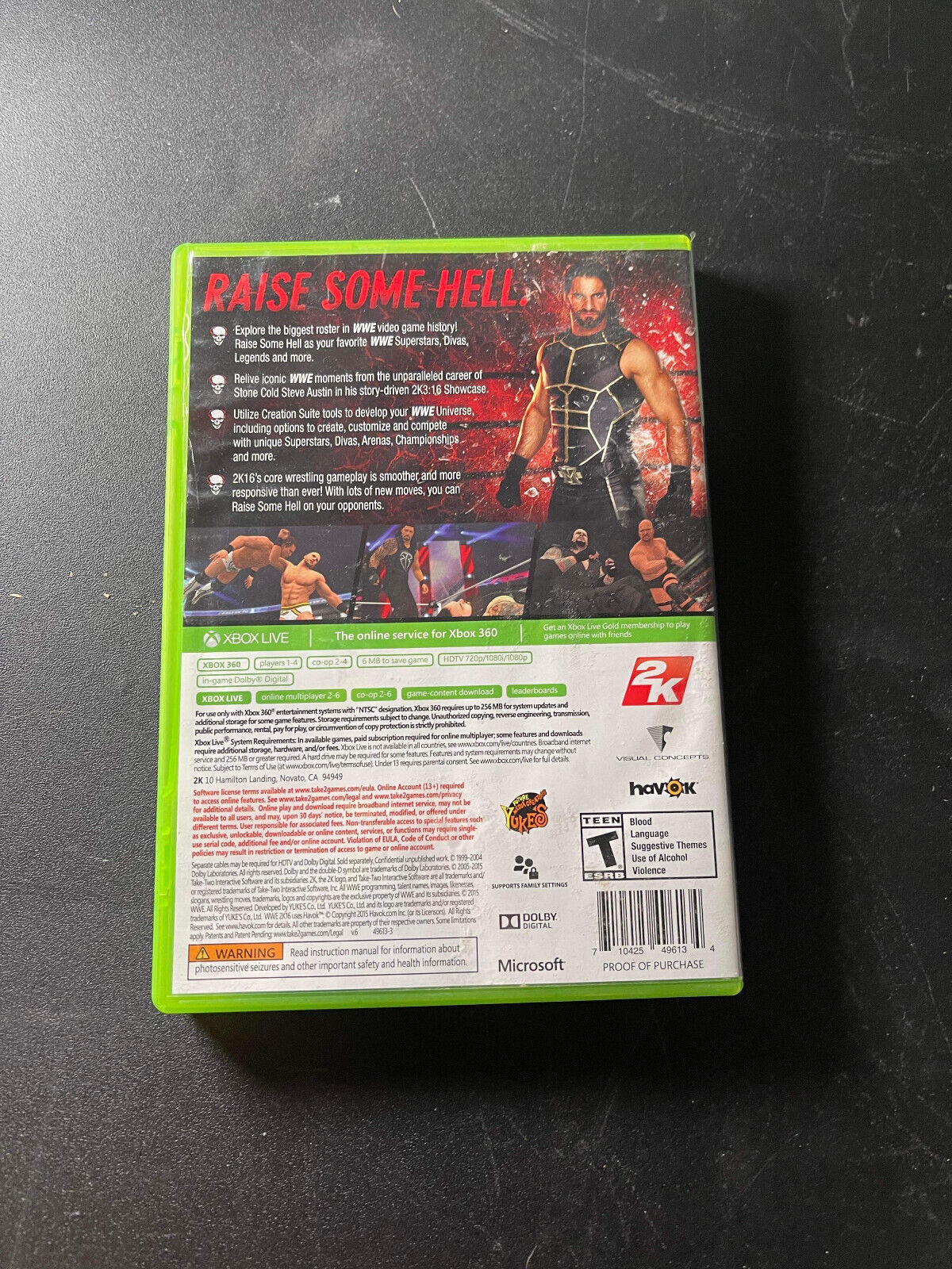 WWE 2K16 (Microsoft Xbox 360, 2015)