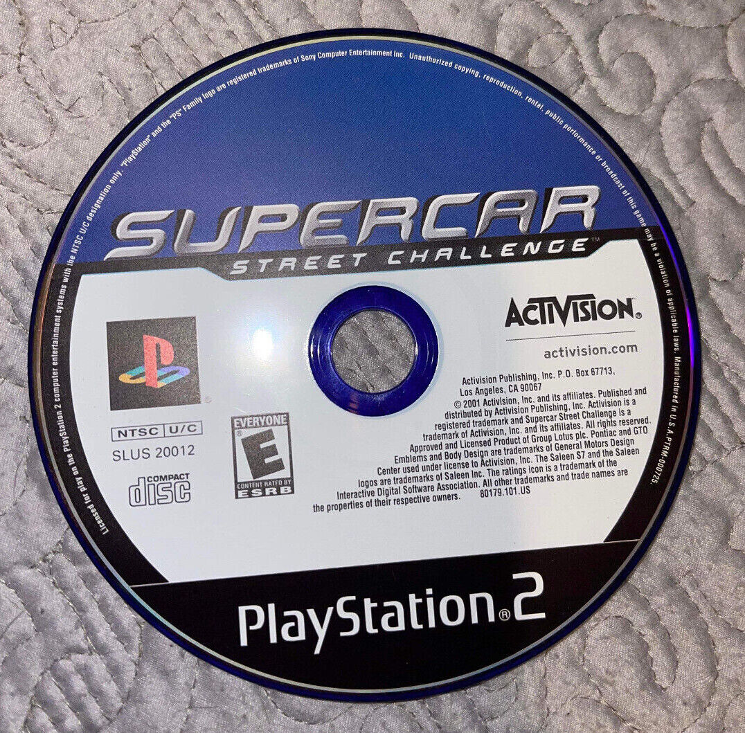 Supercar Street Challenge (Sony PlayStation 2, 2001) PS2 Disc Only / Plays Good