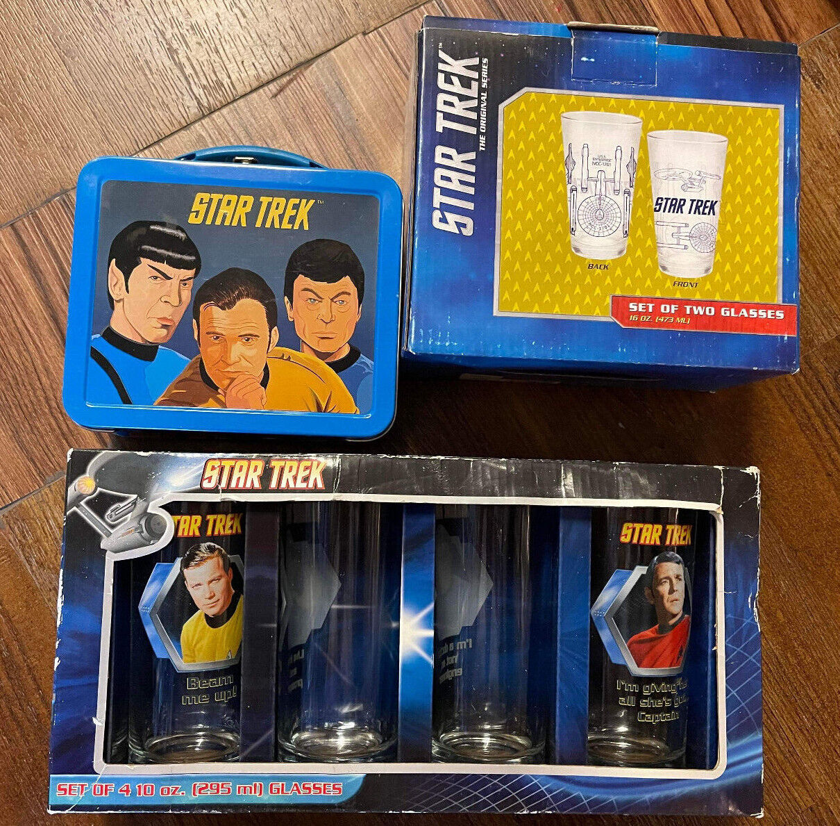 Classic Star Trek Lot / Set of 6 Glasses & Lunchbox Collectibles