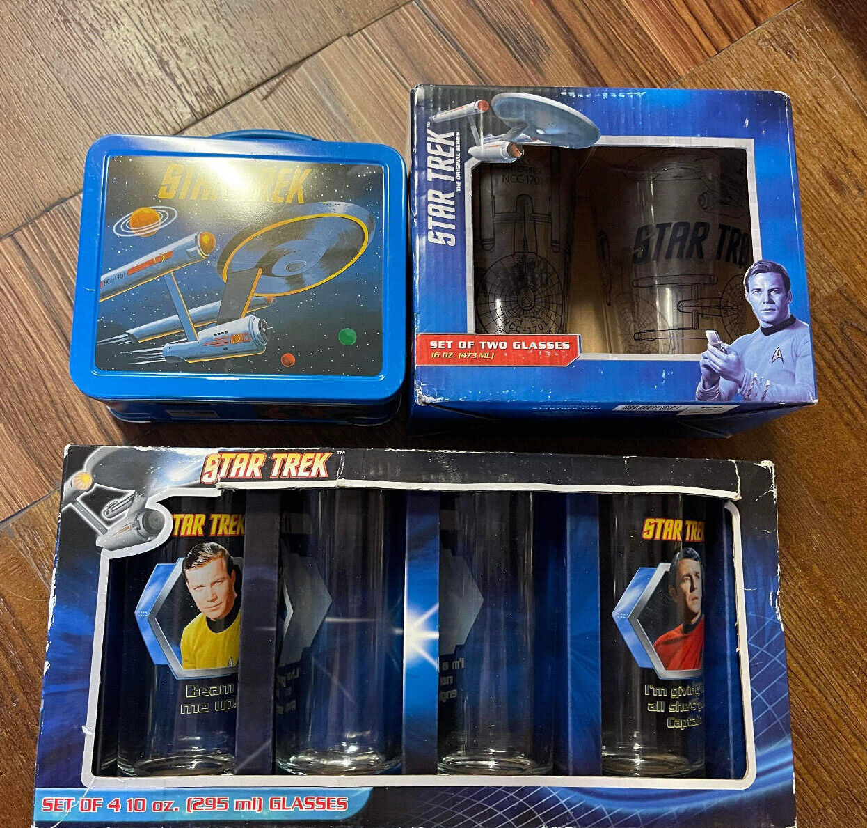 Classic Star Trek Lot / Set of 6 Glasses & Lunchbox Collectibles