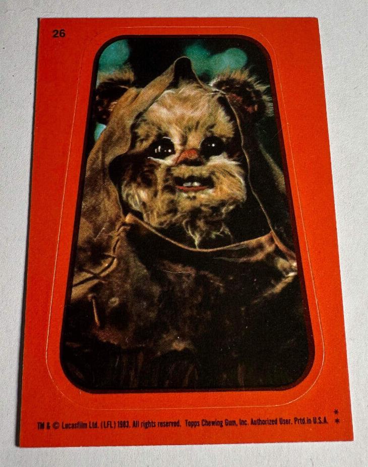 Topps 1983 Star Wars Return of the Jedi Sticker Card #26 Ewok