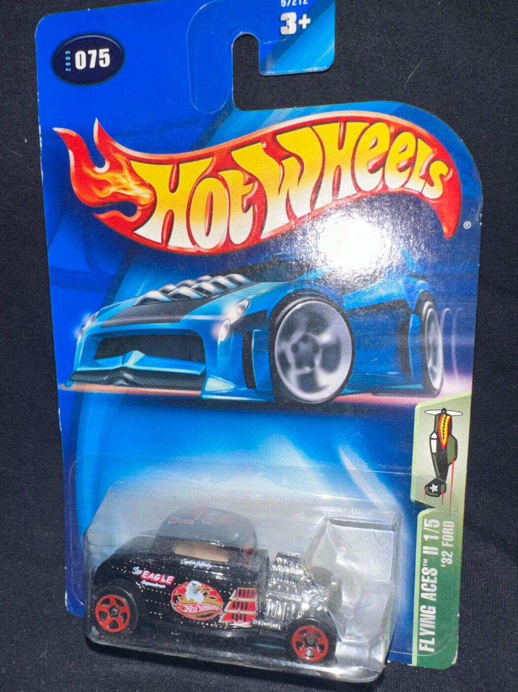 2003 Hot Wheels #75 Flying Aces II 1/5 '32 FORD Black w/Dark Red 5 Spoke Wheels