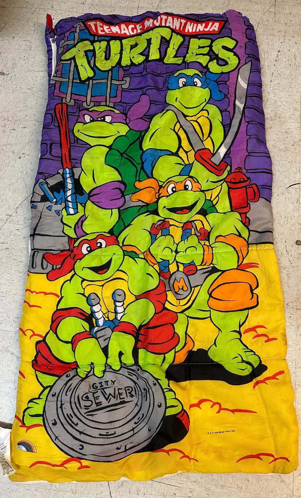 Vintage 1990 Teenage Mutant Ninja Turtles Youth Kids Sleeping Bag TMNT