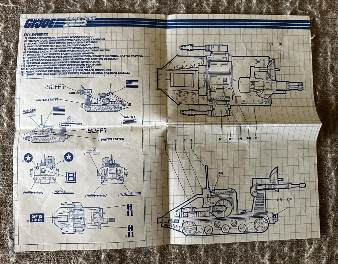 GI Joe ARAH Battle Force 2000 Sky Sweeper Assembly Instructions Blueprints