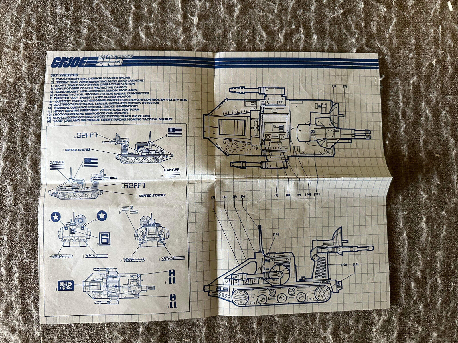 GI Joe ARAH Battle Force 2000 Sky Sweeper Assembly Instructions Blueprints