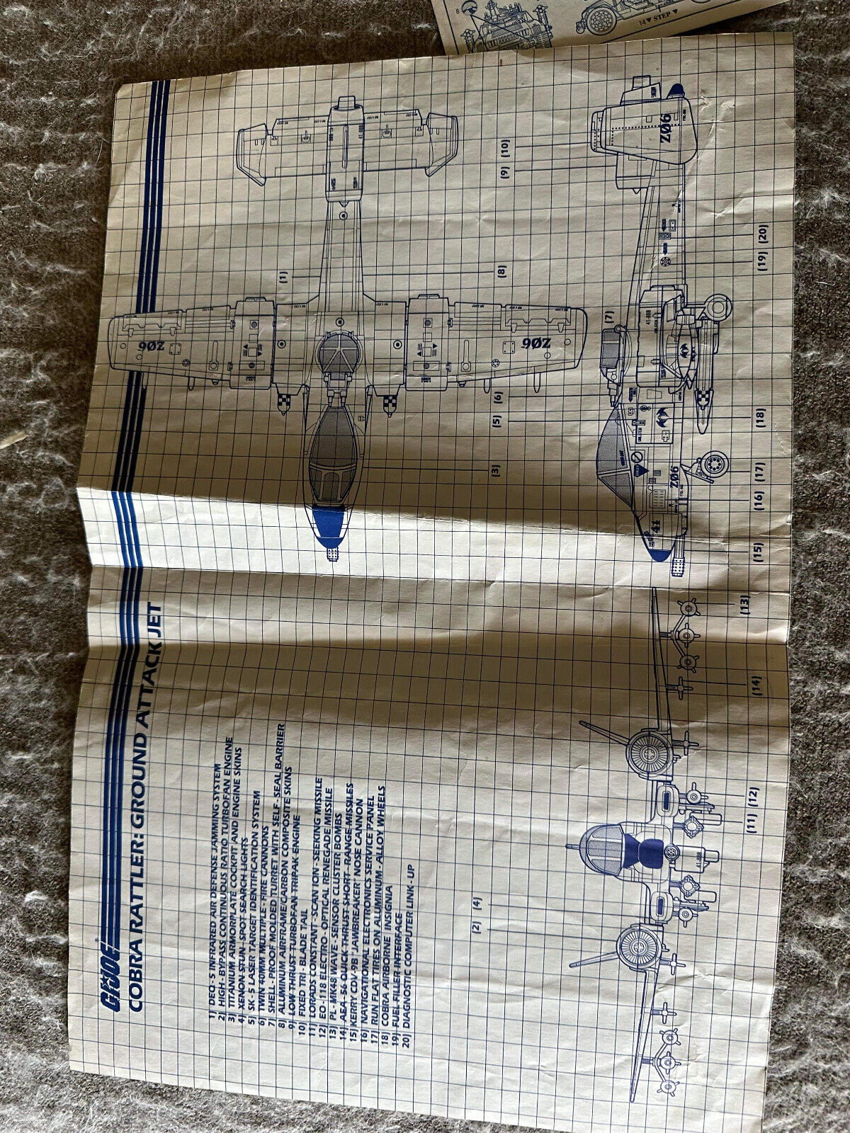 Vintage 1984 GI Joe Action Figure Cobra Rattler Ground Attack Jet Instructions