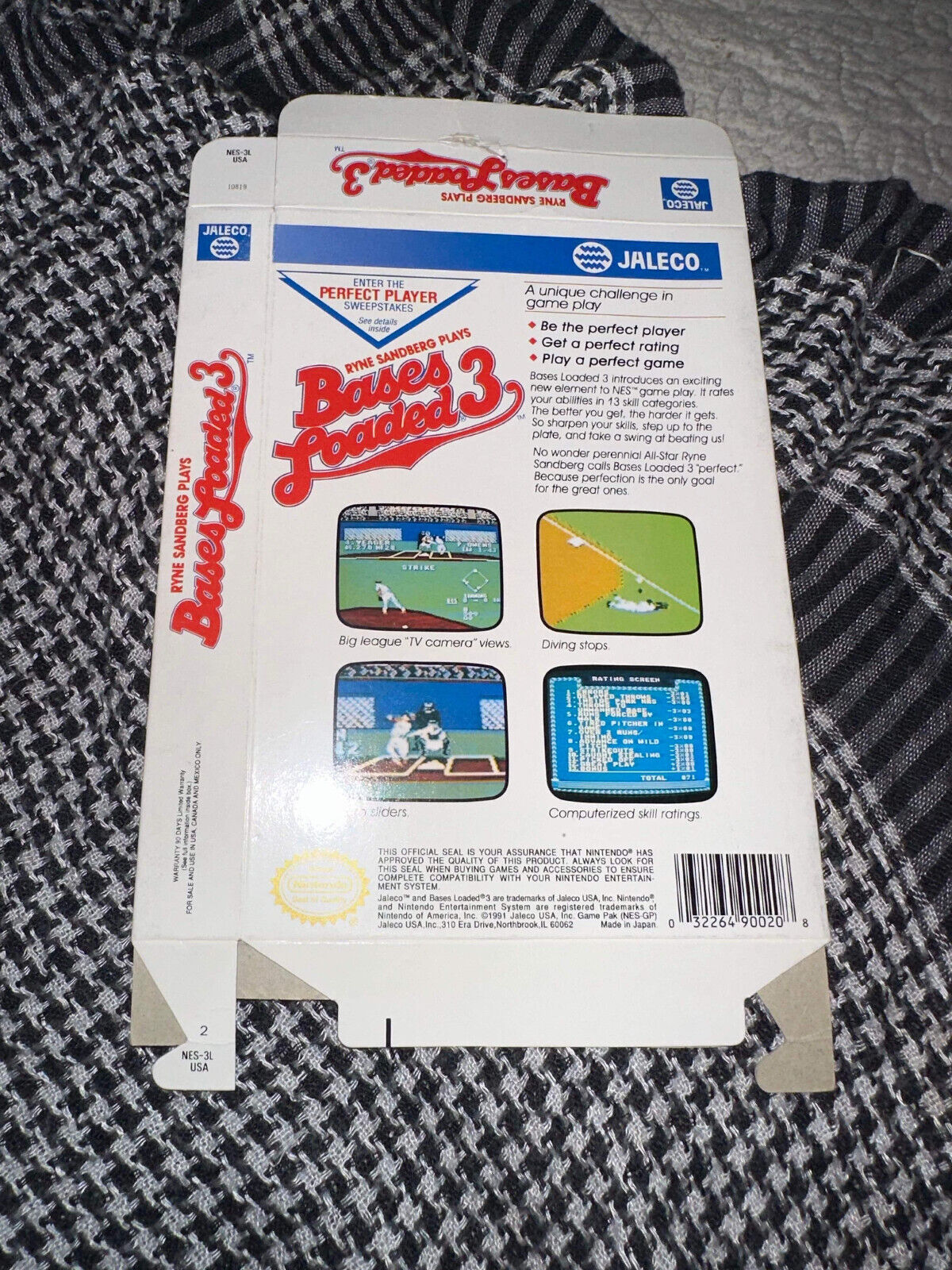 Bases Loaded 3 Rayne Sandberg III Nintendo NES Empty Box Only