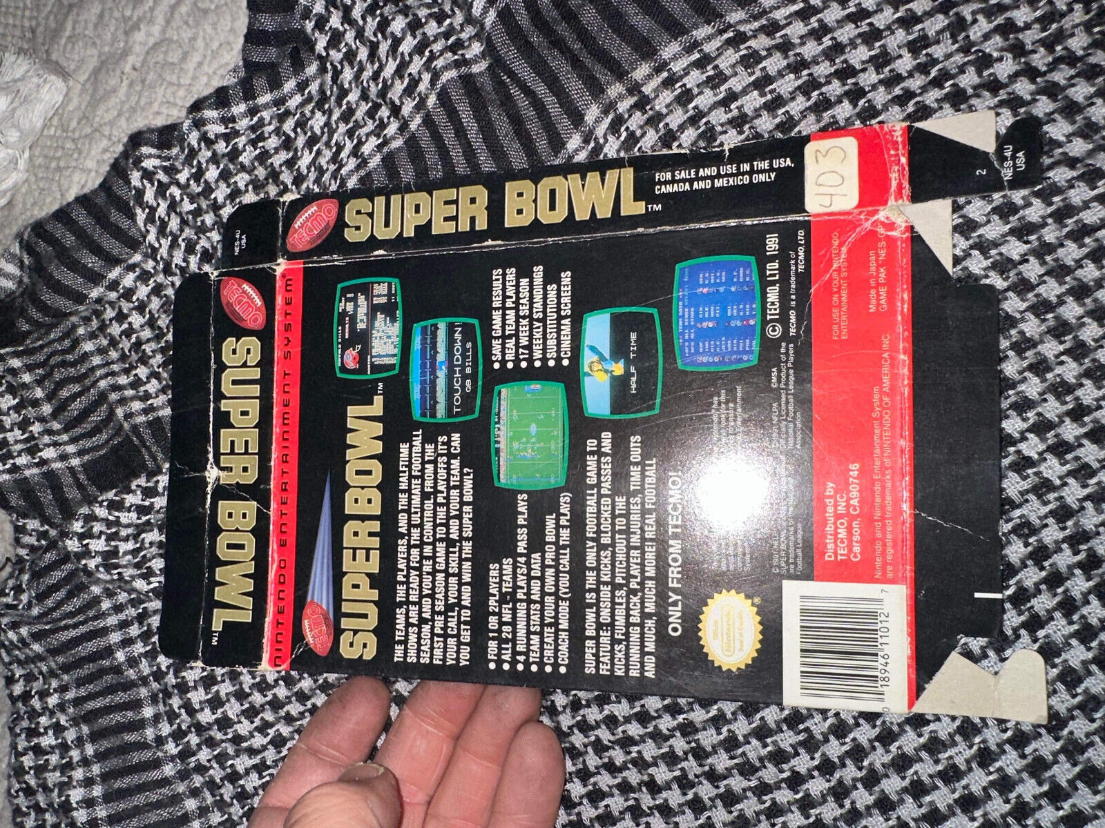 Tecmo Super Bowl (Nintendo Entertainment System, 1991) NES Box Only