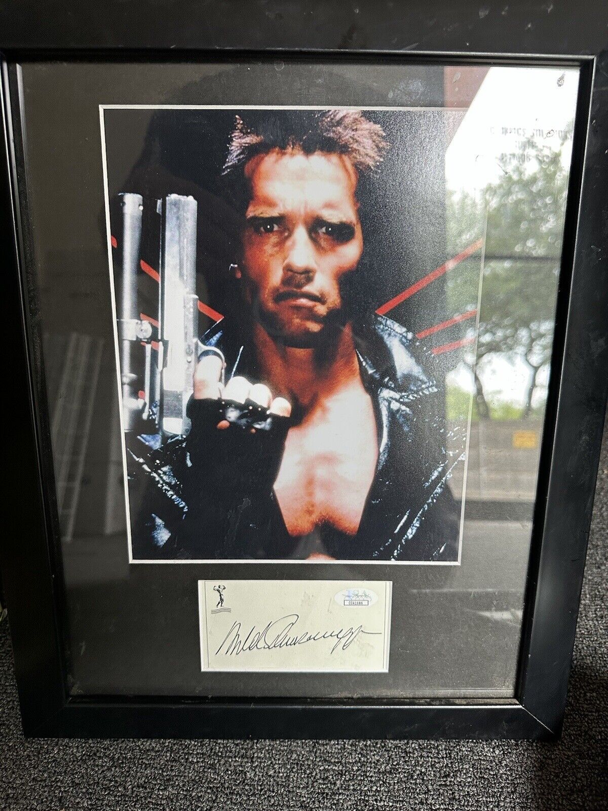Arnold Schwarzenegger signed 8X10 picture Custom framed JSA #CC41686 Terminator