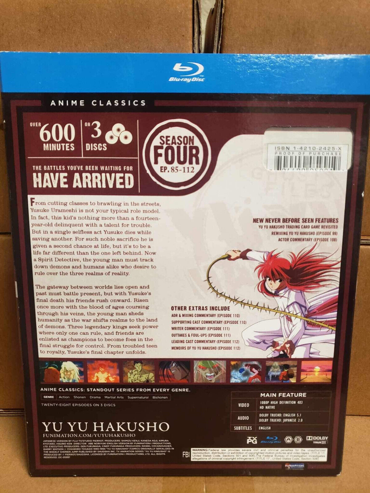 Yu Yu Hakusho Ghost Files, Complete Season 4 Blu Ray NEW!