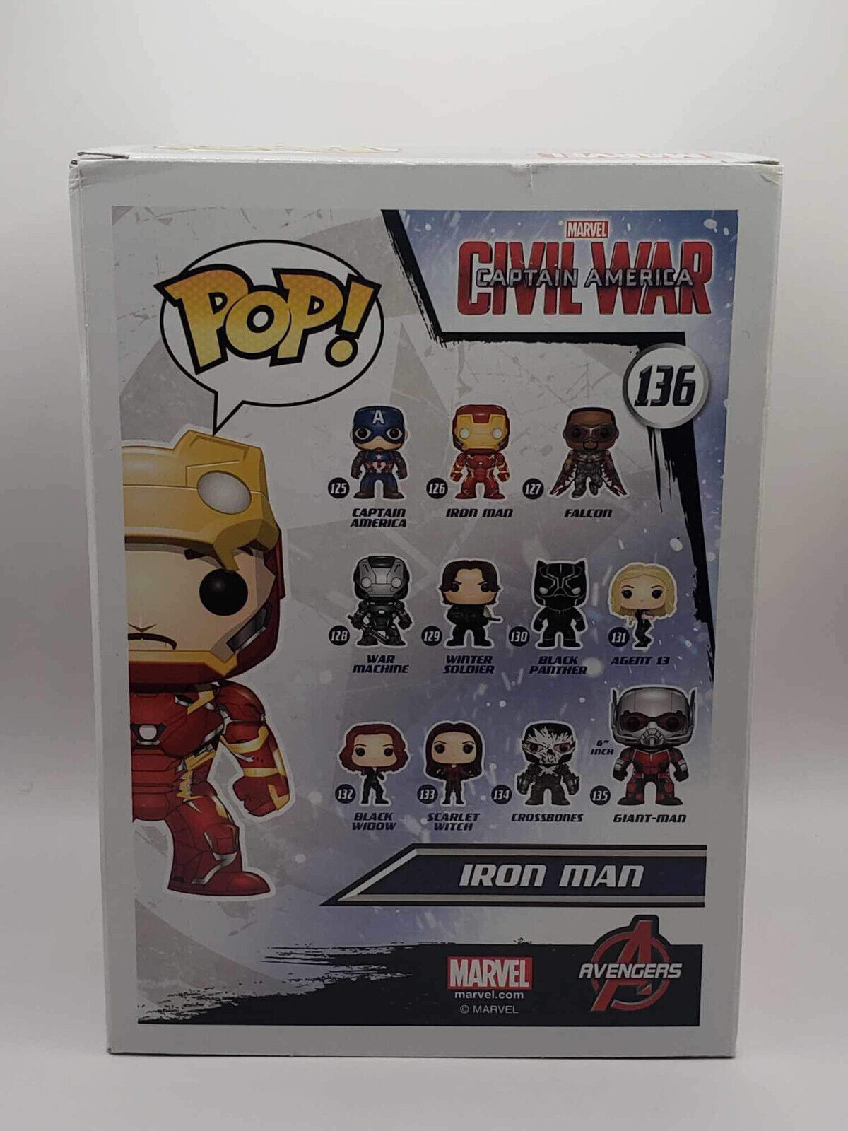 Marvel Civil War Iron Man (Unmasked) Funko Pop # 136